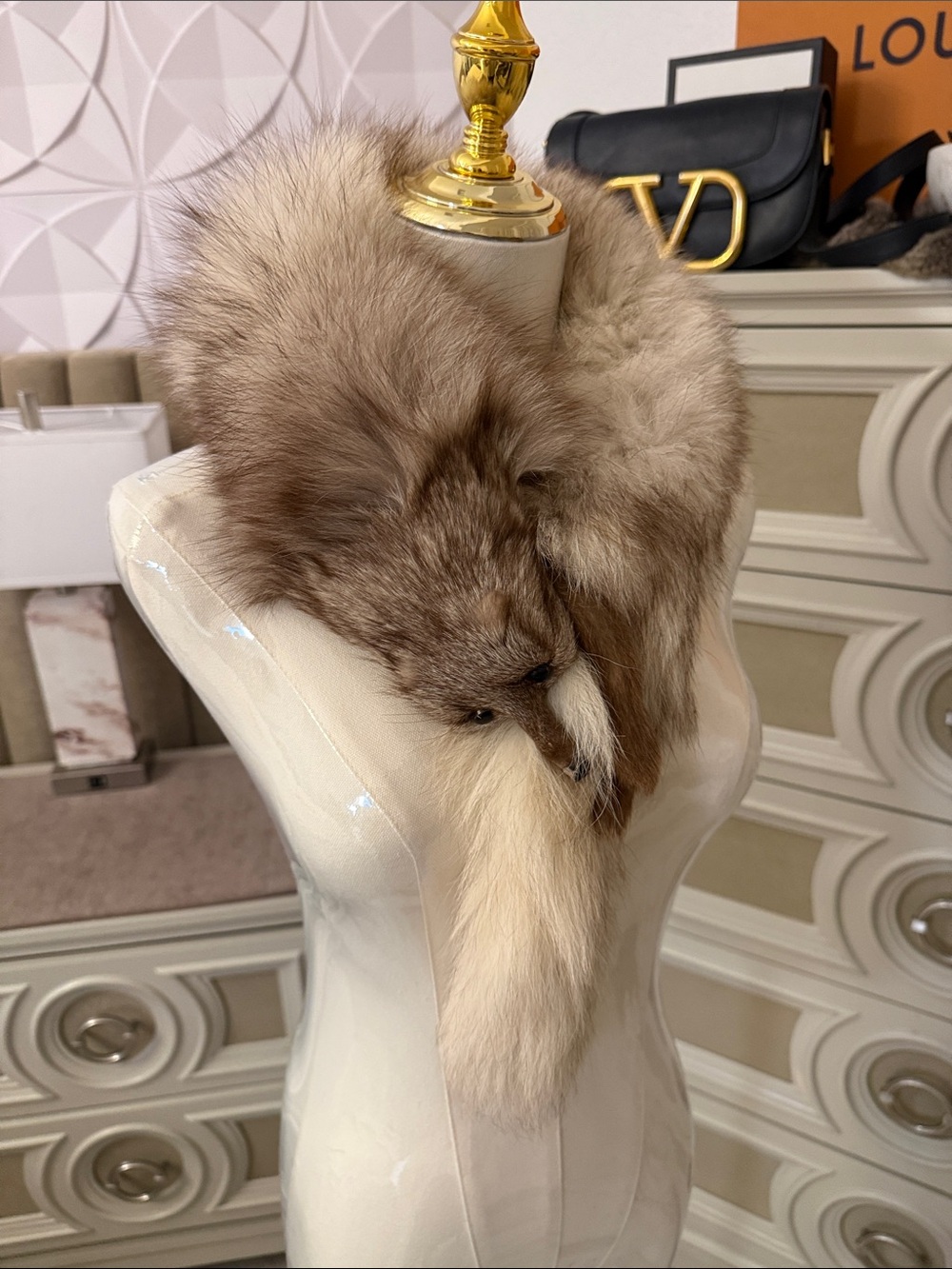 Vintage  Fox fur scarf blue fox